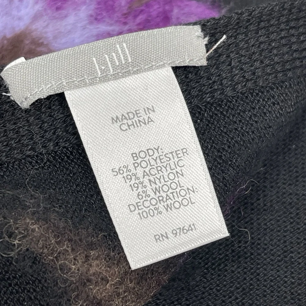 J. Jill Women's Knit Scarf Dimensional Flowers Cozy Wool Blend One Size‎